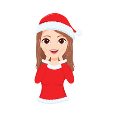 Woman in red Santa costume gesture surprise illustration