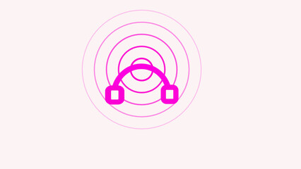 pink line Smart headphones wave musical  system with  icon isolated on white background. earphones Internet of things concept with wireless connection. motion graphic animation