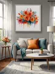 Watercolor Cozy Living Room House