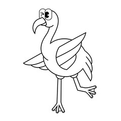 Doodle cute character illustration flamingo sticker outline