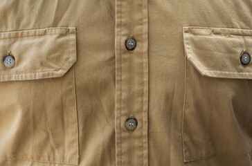 Brown Khaki T-Shirt with Pockets and Buttons: Urban Everyday Fashion Style