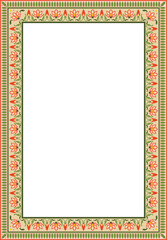 Vector square colorful Indian national ornament. Ethnic plant border. Flowers frame. Poppies and leaves