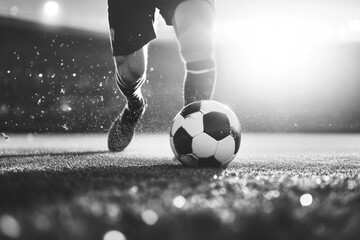 Fototapeta premium Soccer Player Kicking Ball with Energy