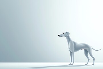 White Italian Greyhound dog stands on a clean background, looking to the right.