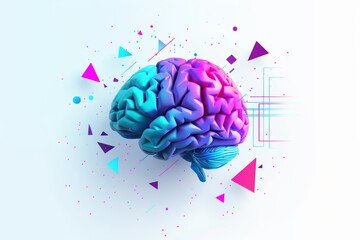 Vibrant geometric brain with abstract design