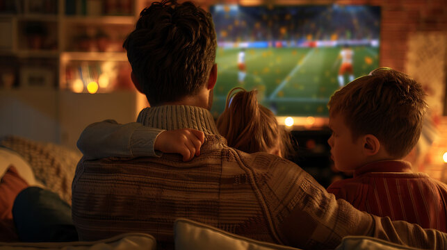 Two viewers enjoying soccer game on television - Powered by Adobe