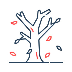 Tree icon. fall, tree, autumn, dry tree, dry leaf, dead tree, nature, leaf, season, forest. Vector icon illustration