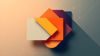 Abstract Concept Art Merging Business and Technology with Geometric Shapes and a Harmonious Color Palette