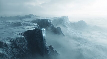 Aerial View of a Sci-Fi Fantasy AI World Landscape