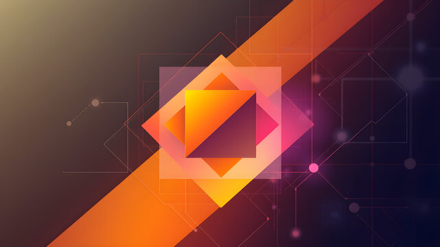 Abstract Concept Art Merging Business and Technology with Geometric Shapes and a Harmonious Color Palette