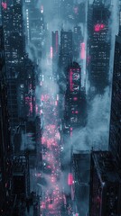 Futuristic Cyberpunk Cityscape at Night