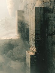 Minimalist Sci-Fi Art of AI in Futuristic Landscape