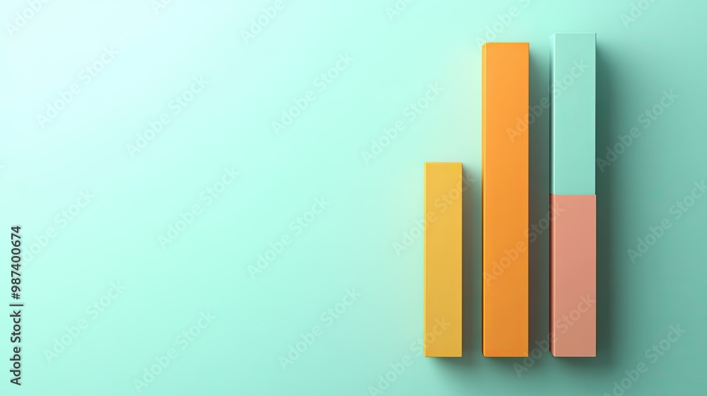 Poster flat lay of a bar graph with empty space at the top and side, ideal for adding text, graphs, or prom