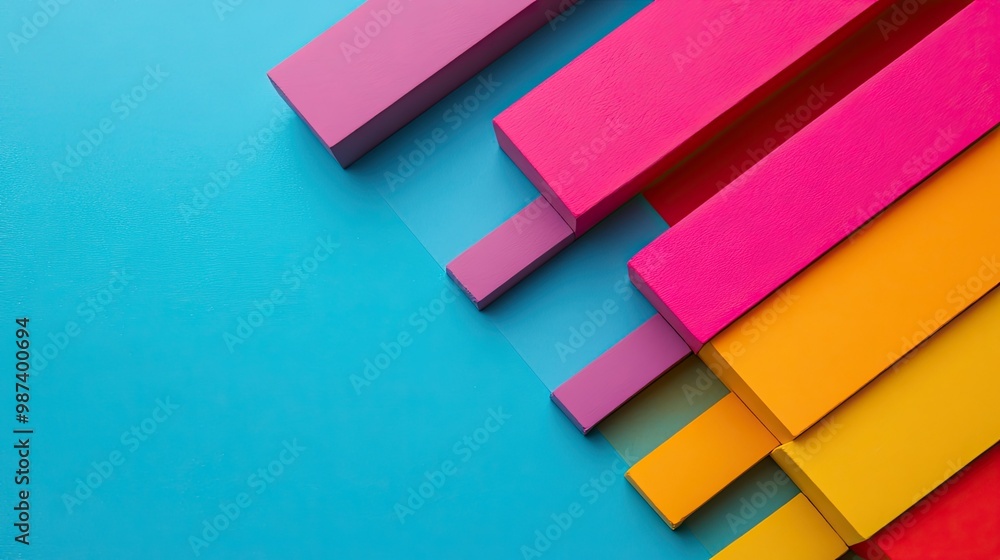Poster flat lay of a bar graph with empty space at the top and side, ideal for adding text, graphs, or prom