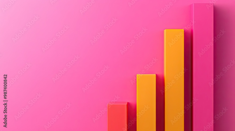 Poster flat lay of a bar graph with minimalistic design and plenty of blank space above and to the right fo