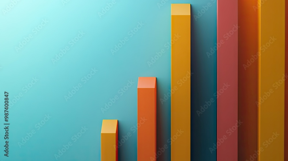 Poster flat lay of a bar graph with several data bars and an empty space above for text or additional graph