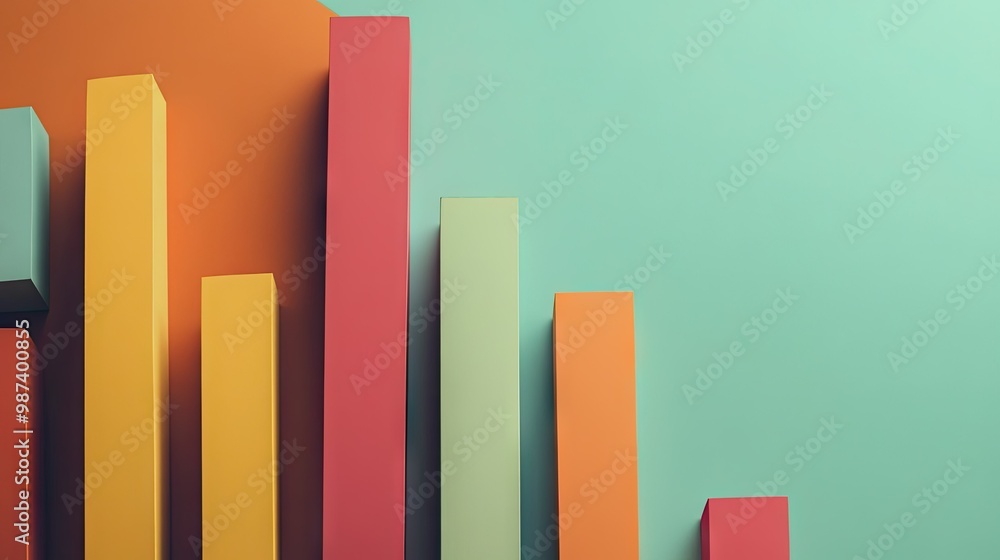Poster flat lay of a bar graph with several data bars and an empty space above for text or additional graph