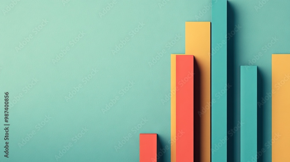Poster flat lay of a bar graph with several data bars and an empty space above for text or additional graph