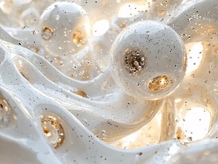 Abstract Merge of White and Gold with Bubbles