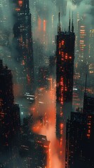Futuristic Cyberpunk Cityscape at Night