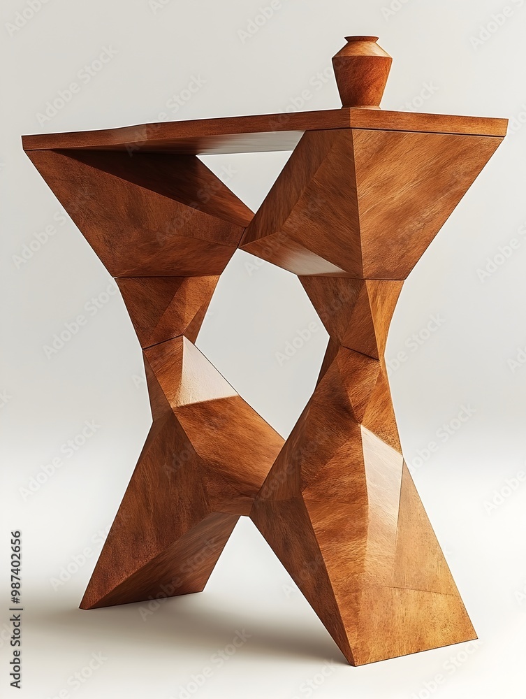 Aufkleber elegant and minimalist 3d rendered console table with geometric design and clean white background pe