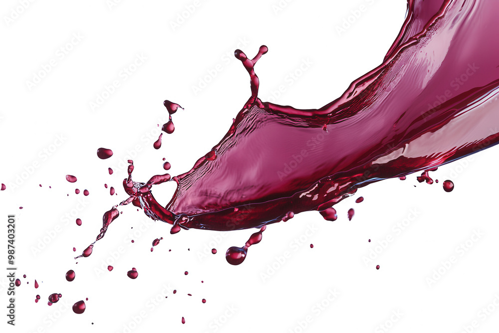 Poster dynamic red wine splash on transparent background - isolated png cutout for creative design projects