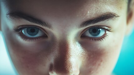 Fototapeta premium A close up of a person's eyes, staring directly at the camera.