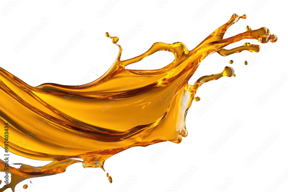 Poster dynamic golden liquid splash isolated on transparent background - high-resolution png cutout for cre