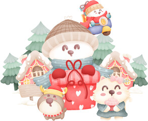 christmas day watercolour element