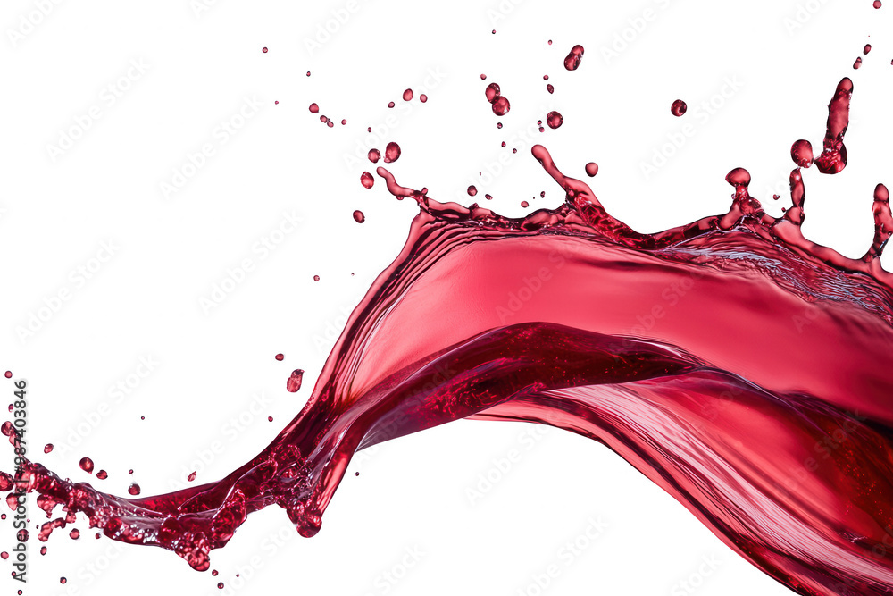 Poster dynamic red liquid splash on transparent background - isolated png cutout for creative design projec