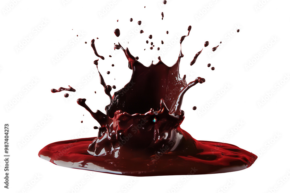 Poster high-resolution chocolate splash with isolated transparent background for creative design projects