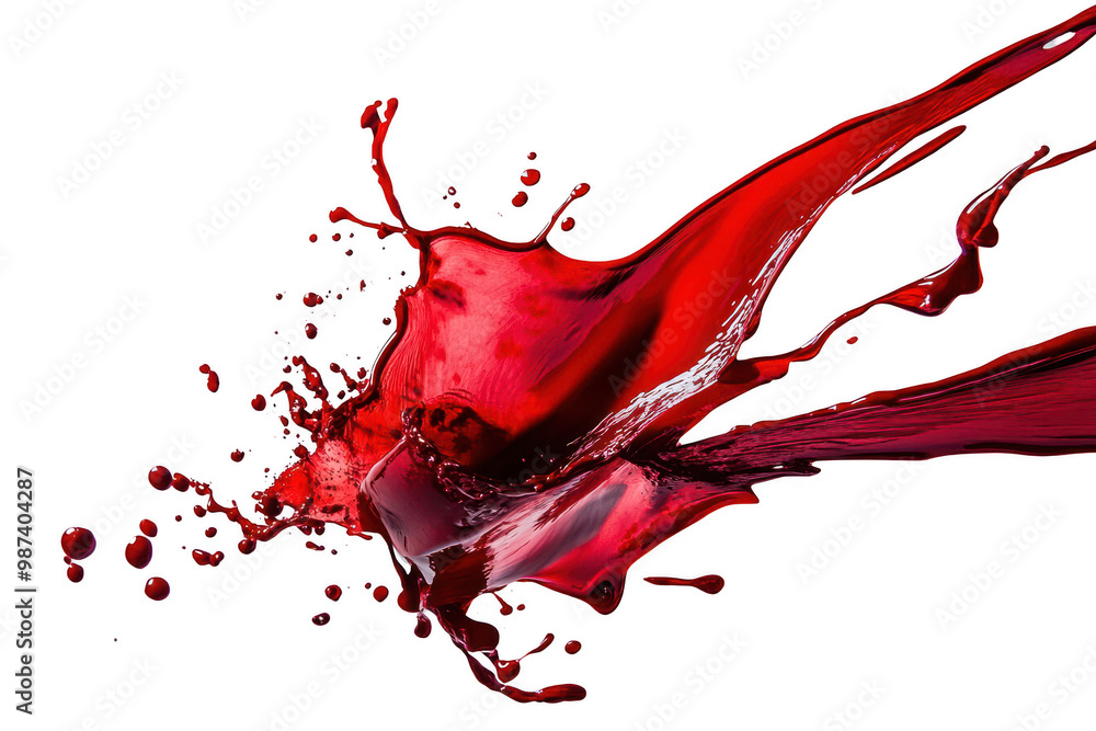 Poster dynamic red paint splash on isolated transparent background - high-resolution png cutout for creativ