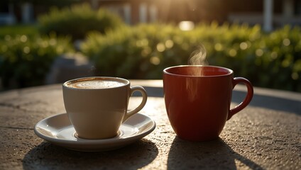 Morning coffee on a patio.