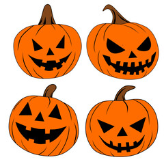 Pumpkin icon set for halloween day