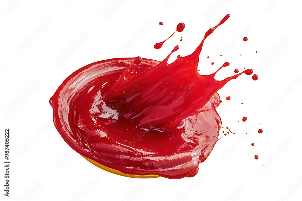Poster Dynamic Splash of Red Sauce Isolated on Transparent Background in PNG Format for Creative Projects