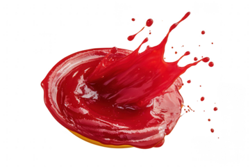 Dynamic Splash of Red Sauce Isolated on Transparent Background in PNG Format for Creative Projects