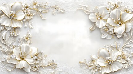 Exquisite Floral Metalwork Jewelry Art with Shimmering Crystal Embellishments