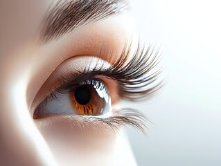 Stunning Eyelash Closeup: Enhanced Mascara Curls, Soft Shadows, Photogenic Beauty