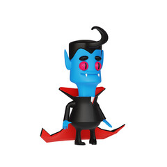 Cute cartoon character of vampire on Halloween. 3d render.