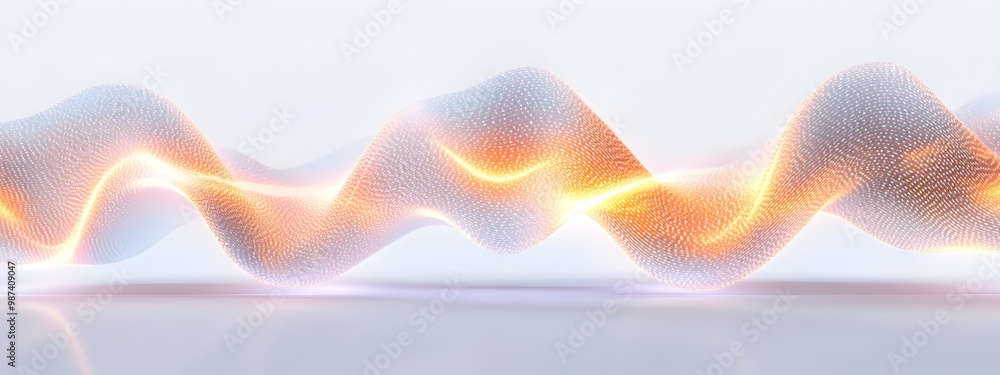Aufkleber flowing light wave with frequency doubling serene digital abstract of undulating luminous lines