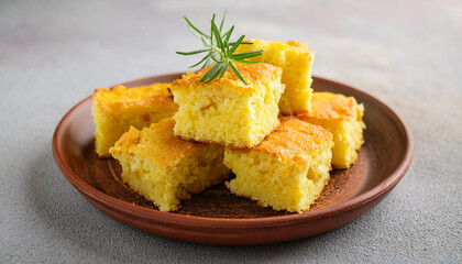Sweet or savory cornbread. Tasty food. Homemade product. Cooking and culinary concept.