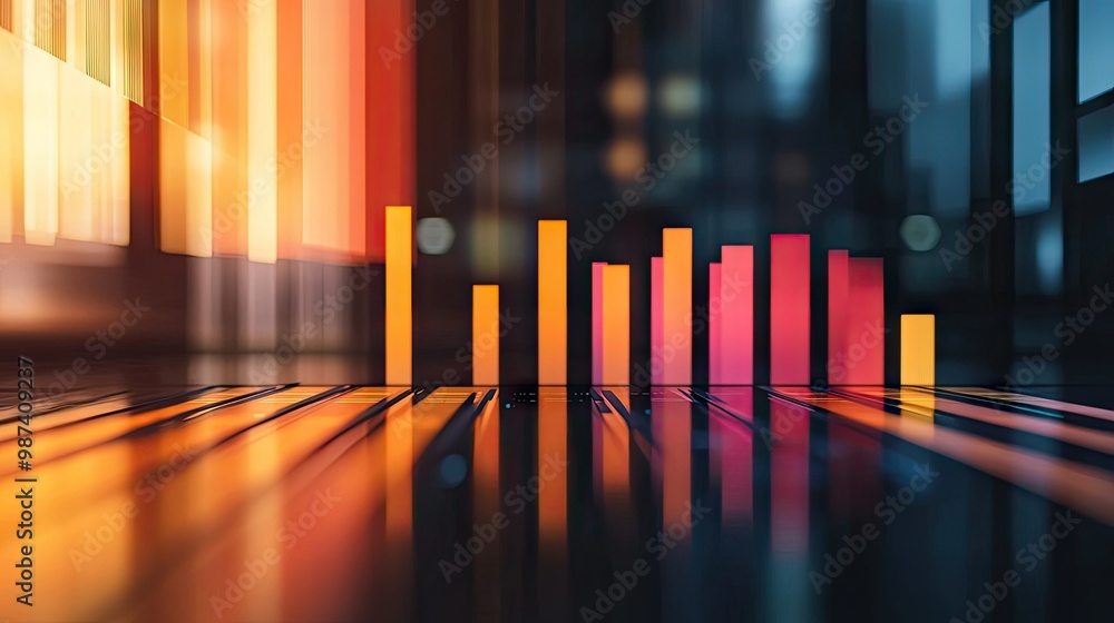 Poster side view of a bar graph with highlighted data bars and a clean background, offering generous room o