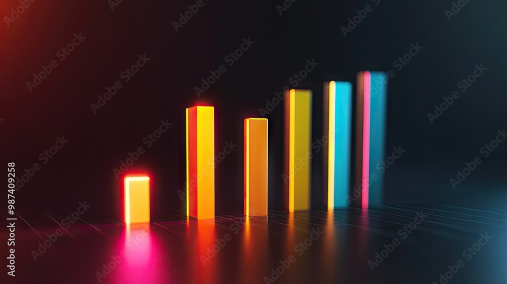 Poster side view of a bar graph with highlighted data bars and a clean background, offering generous room o