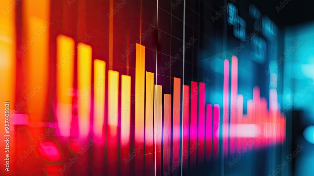 Poster side view of a bar graph with highlighted data bars and a clean background, offering generous room o