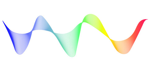 Fototapeta premium Abstract color wave line vector illustration isolated on transparent background. Rainbow flowing wavy curve. Dynamic colorful curved line.