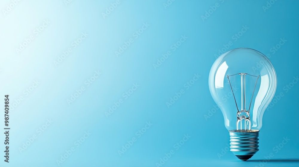 Poster side view of a light bulb with a bright, clean background, offering ample copy space on the left sid