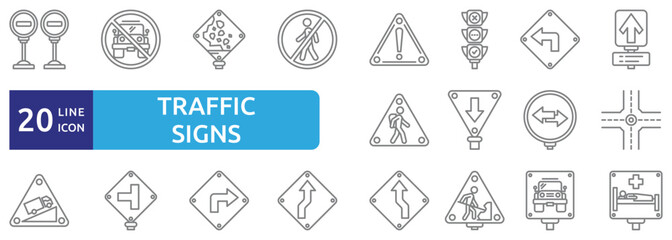 Traffic signs icon set