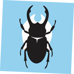 A vibrant and detailed vector art illustration of a Rhino Beetle, highlighting its unique horned structure and sturdy body, ideal for insect-themed designs and educational purposes.