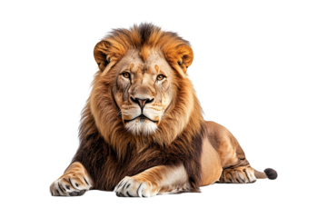 Majestic lion isolated on transparent background.