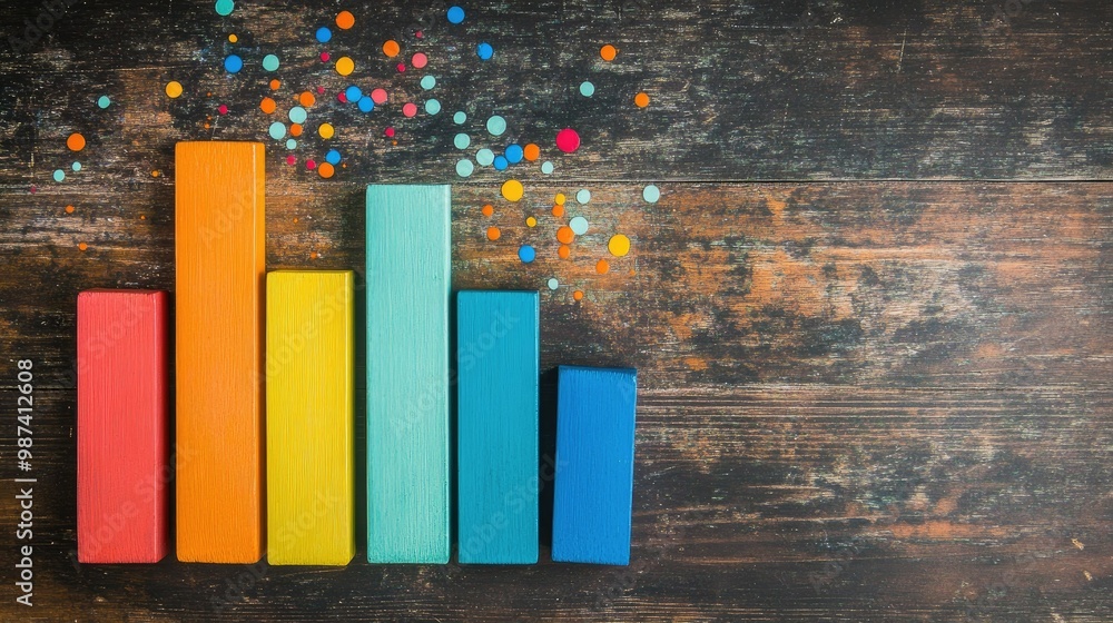 Poster top view of a bar graph with multiple bars and a wide empty space at the top for adding titles or ad
